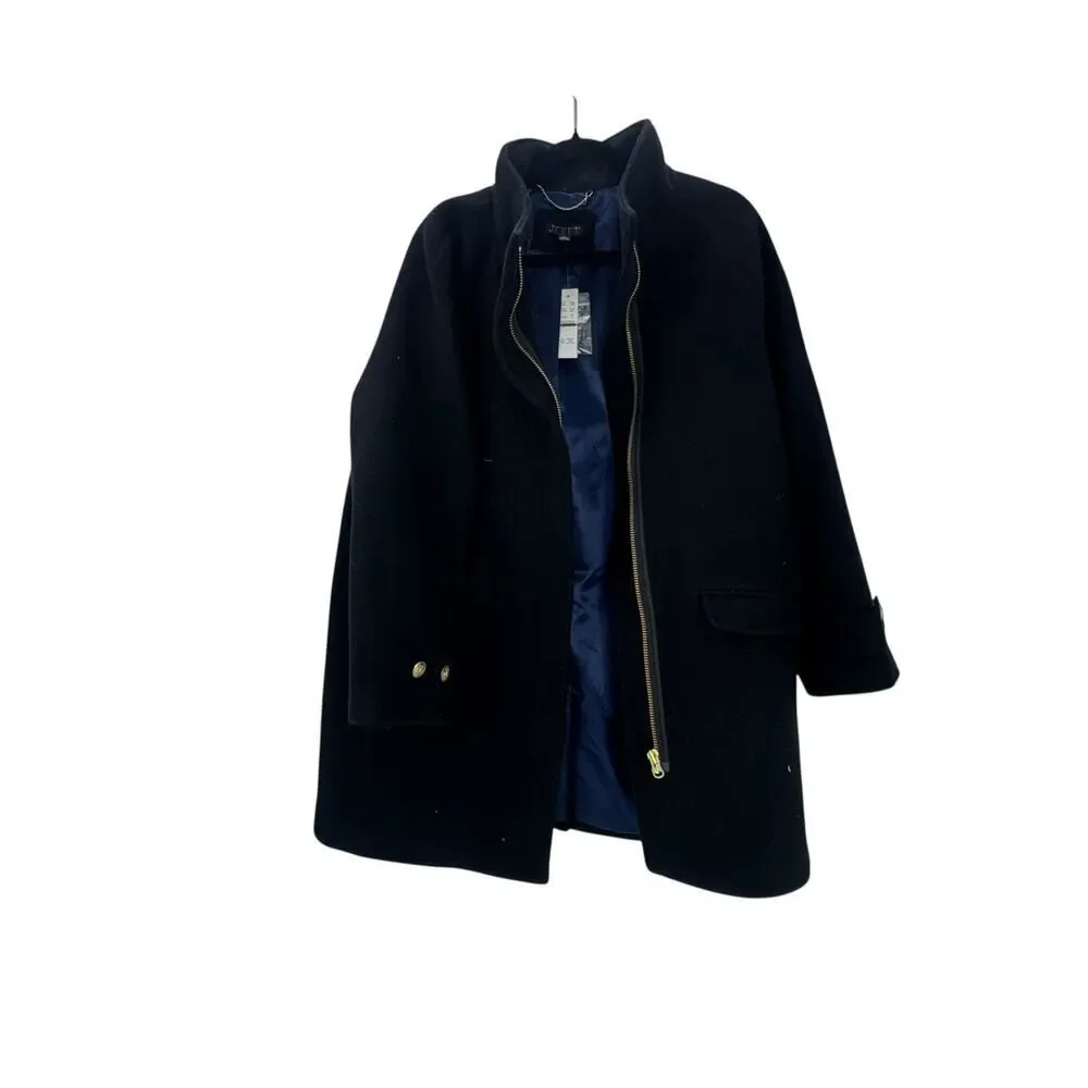 J. Crew Toscana Coat in Italian Stadium-Cloth Wool Blend Black Size 10 NWT - Picture 5 of 12